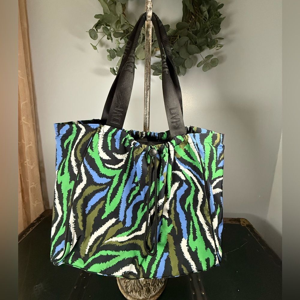 Diane Von Furstenberg Disco Zebra Green Tote Bag with Laptop Compartment